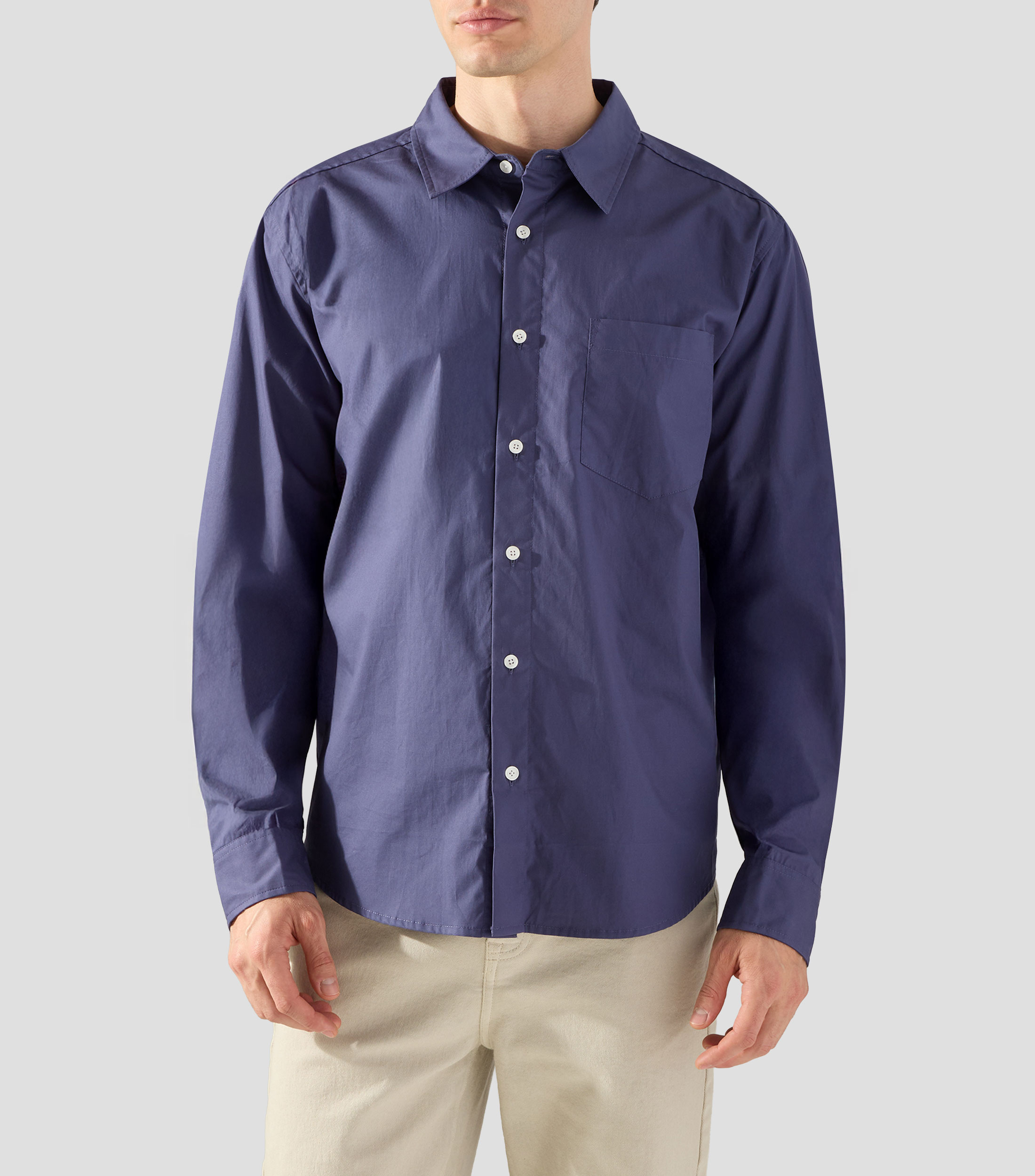 Camisa lisa con manga larga Hombre